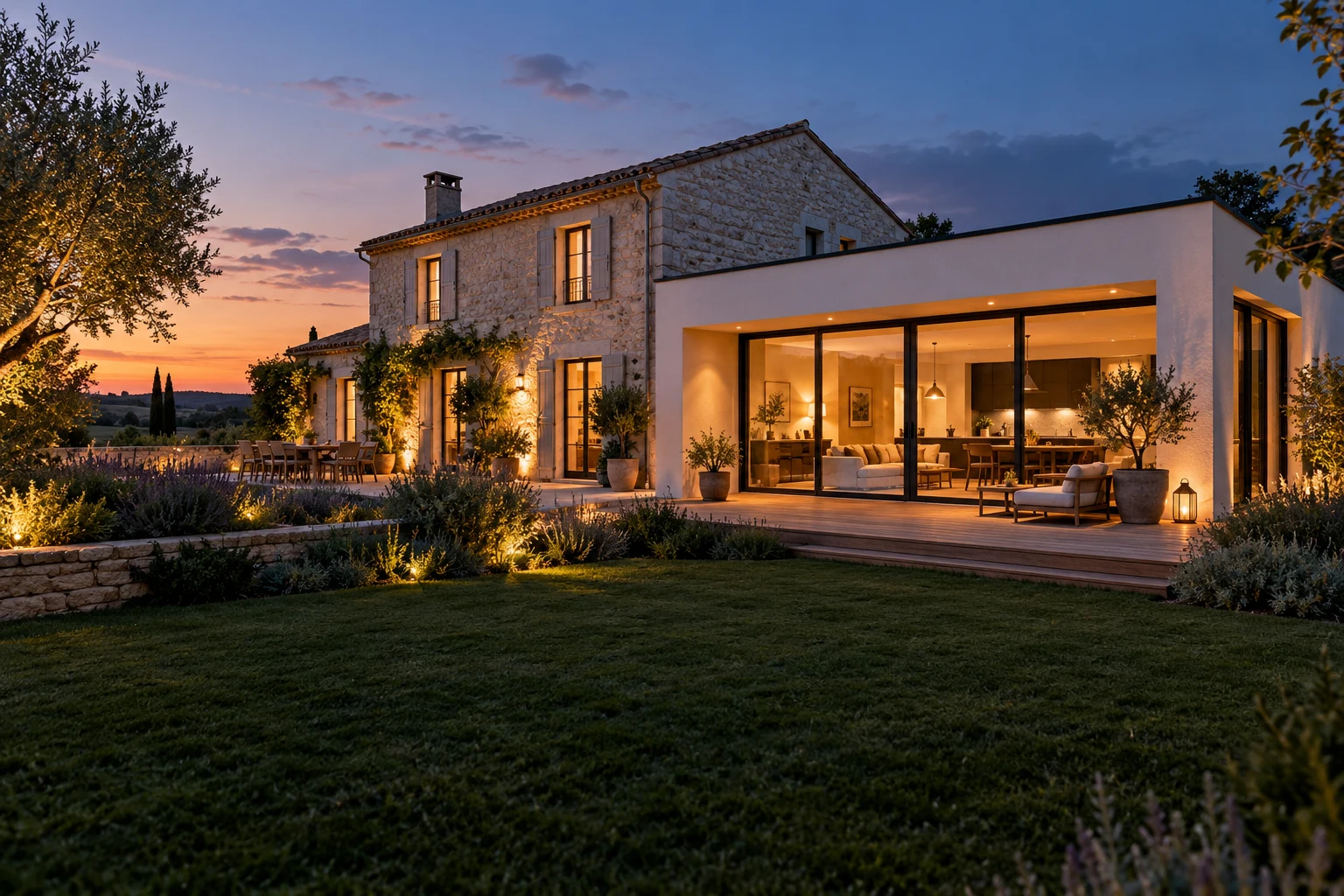 Maison traditionnelle rénovée avec une extension contemporaine et un jardin